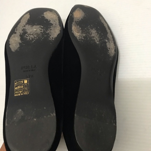 FURLA Women Black Velvet Ballet Embelished Flats Size 37.5 - Picture 7 of 11